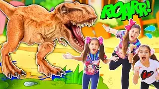 Crianças Fingem Brincar de Fugir de Animais 4 -  Dinossauro, Girafa e a Mileninha