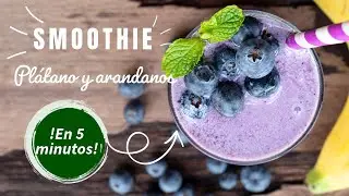 ¡Refresca tu dia  Smoothie de Plátano y Arándanos en 5 minutos!
