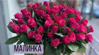 Как собрать букет из 55 роз / ленточка в горошек