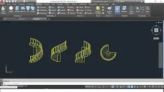 Spiral and U stair and Side Views - Autocad - with english subtitles