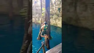Cenote swinging at Cenote Oxman. VALLADOLID CENOTE TOUR