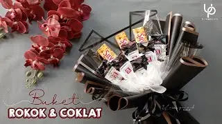BUKET ROKOK DAN COKLAT SILVERQUEEN KADO UNTUK COWOK WRAPPING GEMBUL TEMA HITAM MASKULIN