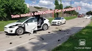 Tesla model x destruction! (Car crushers 2 Roblox)