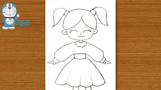 how to draw a baby doll girl with pencil sketch||step by step||outline art master