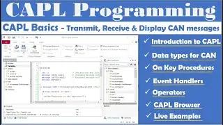 CAPL Programming | CAPL Training | Basics of CAPL | Transmit, Receive CAN Messages Using CAPL Script
