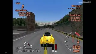 Gran Turismo 2 A-Spec Stock laps ( Panoz Roadster ) Rome Short Circuit 58.489