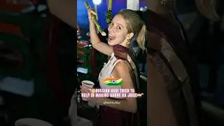 Russian kudi trying to help in making ganne ka juice