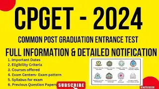 CPGET 2024 NOTIFICATION DETAILED INFORMATION ELIGIBILITY IMPORTANT DATES SYLLABUS  UNIVERSITIES