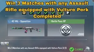 How to Win 3 Matches with any Assault Rifle equipped with Vulture Perk Cod Mobile 2023