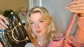 ASMR purse sounds, leather sounds, gum chewing, tapping, rummaging