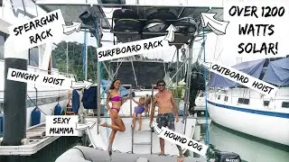 Making our SAILBOAT ready for EXTENSIVE OFF GRID LIVNG! | Ultimate Solar Davits build... Ep 326