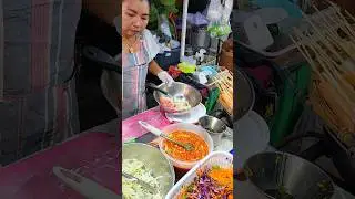 This menu is very popular! Meatball salad on skewers in Chiang Mai, Thailand. #thaistreet #shorts