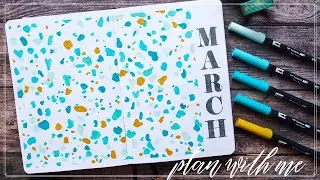 PLAN WITH ME | March 2021 Bullet Journal Setup | Terrazzo