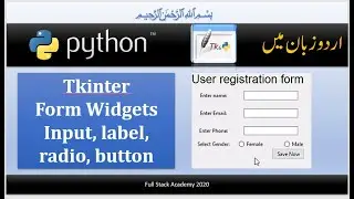 python tkinter GUI in urdu | learn tkinter form widgets Label Box Radio Button Save Button