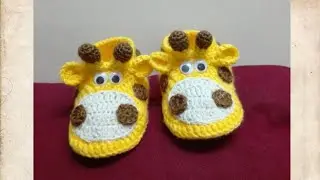 كروشيه لكلوك شكل زرافة الجزء ١ /crochet a giraffe  baby shoes part 1