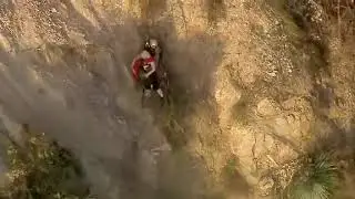 Dangling in the void, a hiker finally gets saved.