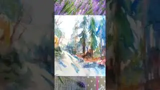 Fairy forest landscape / Olga Russu #shorts #watercolor #drawing #short #drawings