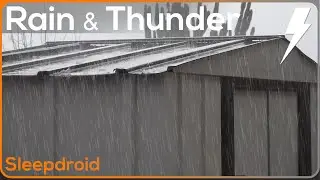 ►4k Video. 2 hours of Heavy Rain and Thunder on a metal roof storage shed. Rain on a TIn Roof