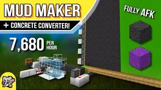 Fast MUD Maker Concrete Converter AFK | Minecraft Farm Tutorial | BEDROCK MCPE XBOX PS SWITCH