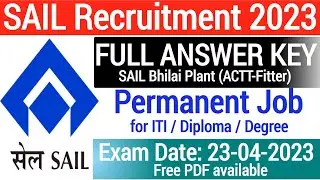 SAIL Bhilai Steel Plant Fitter Answer Key 2023 // Technical & Non-Technical solved // 23-04-2023