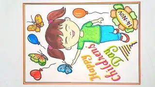 Children's day Drawing Easy Steps//Children's day Poster Drawing Idea//How to Draw Children's Day
