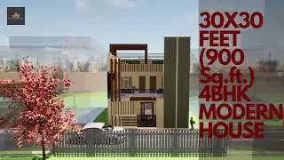 30x30 FEET  (900 Sq.ft. ) 4BHK HOUSE DESIGN..