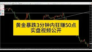 【直播回顾】黄金暴跌3分钟内狂赚50点，实盘视频公开