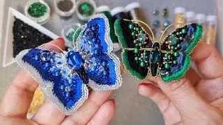 57.Мастер класс брошь бабочка. Брошь из бисера и кристаллов