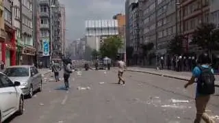 Police attacks demonstrants/barricades at osmanbey today in istanbul...