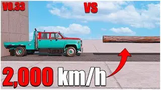 BeamNG Drive | Log VS Gavril MD-Series at 2000 km/h ( 2 ) | #cars crash test | car torture