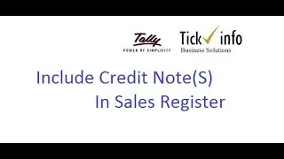 Include Credit NoteS In Sales Register in Tally Prime