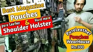 Pure leather shoulder holster handmade2023|Gun lather magazine pouches in peshawar