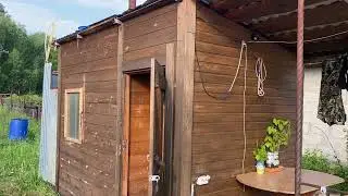 Not a big bath for summer use. Shower cubicle for summer use. Barnaul. Siberia. Russia.