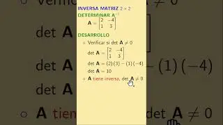 INVERSA DE MATRIZ 2x2 EJ 1 - FORMULACIÓN  #algebra #matriz #tarea #solución #inversa #minuto