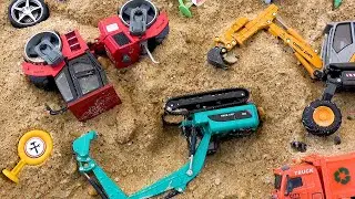 Excavator truck dan kendaraan konstruksi dengan transformasi menyenangkan di bawah pasir