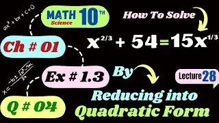 Lec 28 math10 Ex 1.3 Q4 | math 10th class chapter 1 | equation reducible to quadratic equation