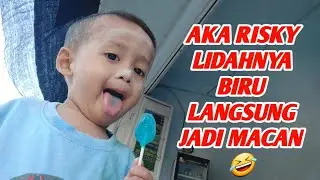 AKA RISKY MAKAN PERMEN BIRU LANGSUNG KELUAR SUARA MACAN 🤣