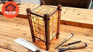 Shoji Style Lamp Build – Kumiko Asanoha Pattern with Walnut Frame