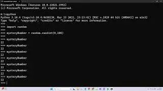 Intro to Python Interpreter: Import Random module for random integers 8/12
