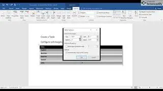 Create Tables and Lists  Configure cell margins and spacing