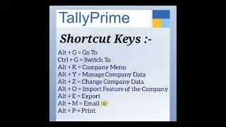 Most Tally prime Shortcut Key 