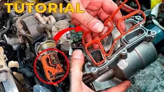 Replacing the heat exchanger gaskets Mercedes W211 W212 W164 Oil leak under the heat exchanger M272