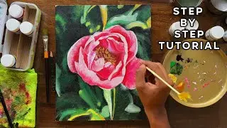 Acrylic Floral Painting | Step by Step Tutorial