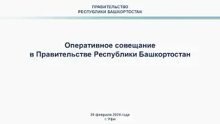 Оперативное совещание в Правительстве Республики Башкортостан: прямая трансляция 20 февраля 2024 г.
