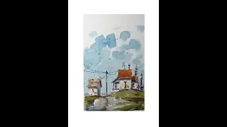 How to Draw and paint Simple Scene Line and Wash Watercolor For Beginners