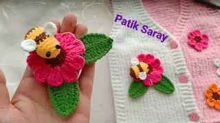 ✨Minik ARI,ÇİÇEK Ve YAPRAK Yapımı✨Tığişi örgü arı figür yapımı ve örgü çiçek,yaprak yapımı ✅