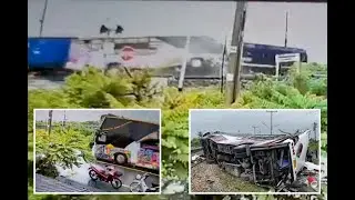 Train crashes into a bus in Thailand killing 18 on-board | Video