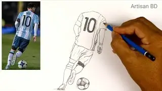 How to Draw Messi easy pencil sketches, Messi from FIFA World Cup Qatar 2022