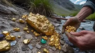 Mining ⛏️ Gold  nuggetsand Faceted Gems Found Together!