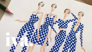 Fashion Illustration using ONLY BLUE PEN?! I Studio Iva
